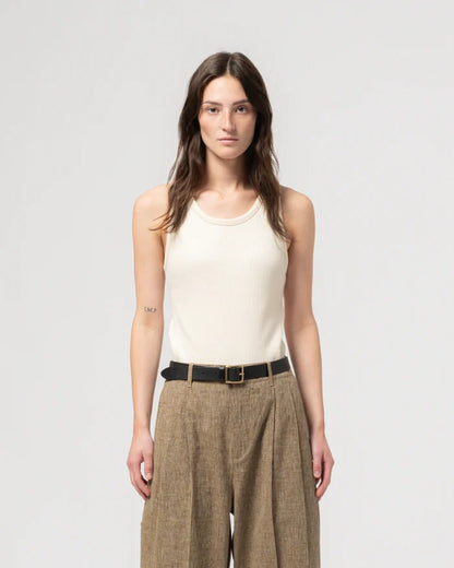 Girls of Dust - Military Rib Jersey Tank Top in Ecru