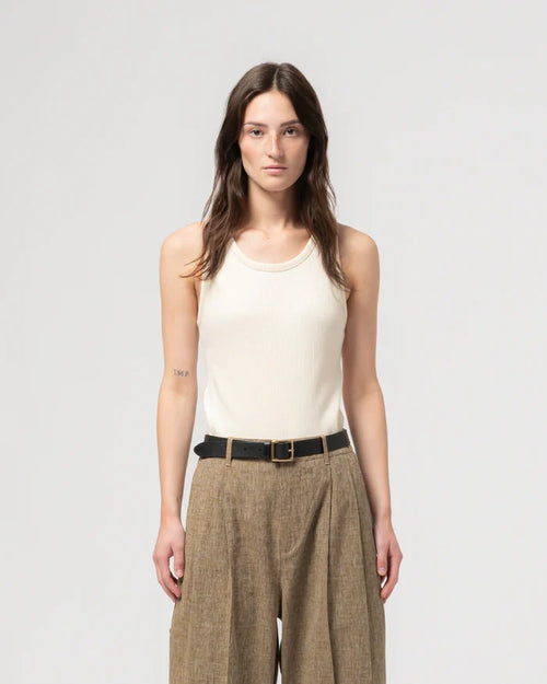 Girls of Dust - Military Rib Jersey Tank Top in Ecru