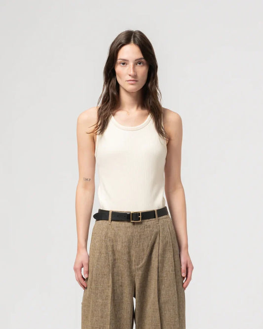 Girls of Dust - Military Rib Jersey Tank Top in Ecru