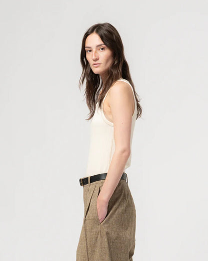 Girls of Dust - Military Rib Jersey Tank Top in Ecru