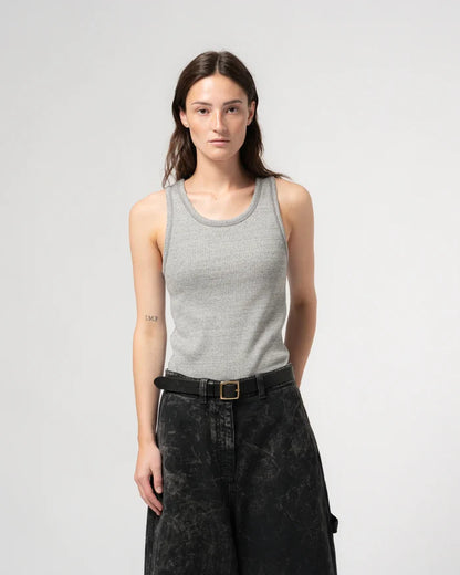 Girls of Dust - Military Rib Jersey Tank Top in Grey Melange