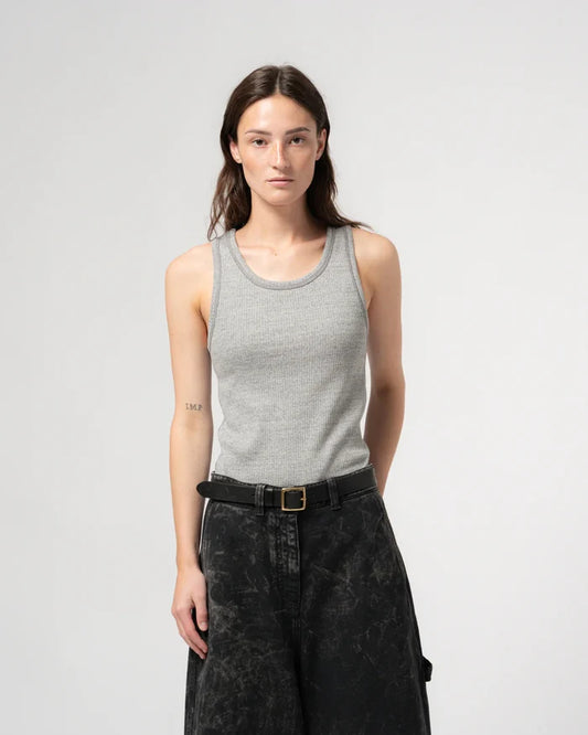 Girls of Dust - Military Rib Jersey Tank Top in Grey Melange