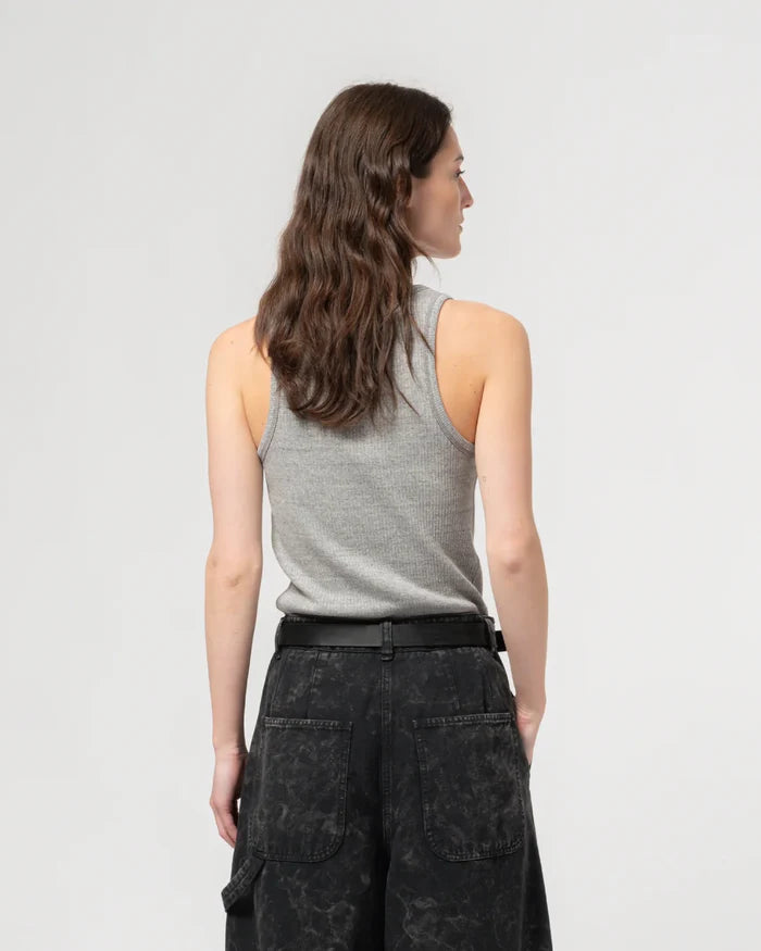 Girls of Dust - Military Rib Jersey Tank Top in Grey Melange
