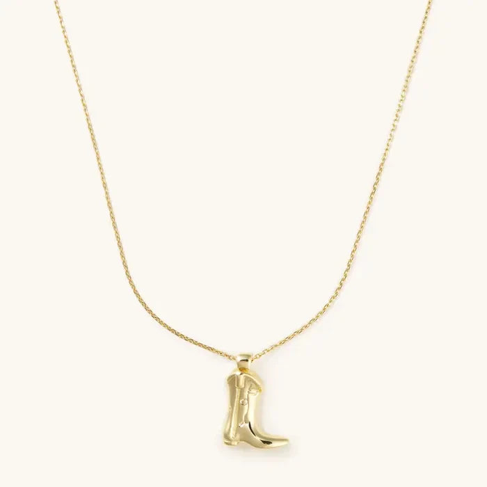 Golden Cowboy Boot Necklace