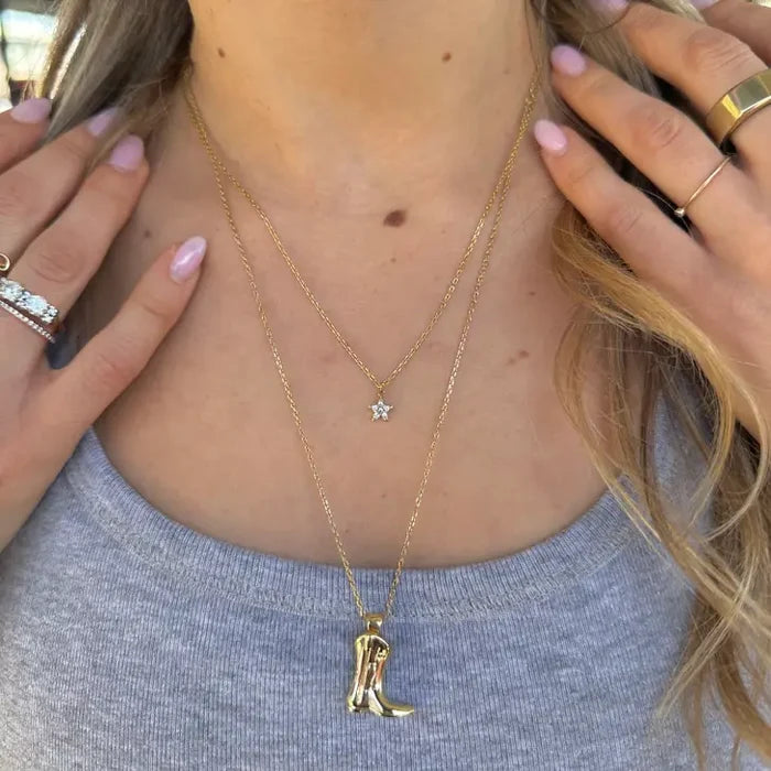 Golden Cowboy Boot Necklace
