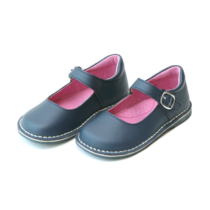 Grace Navy Leather Stitch Down School Mary Jane - L'Amour Mary Jane