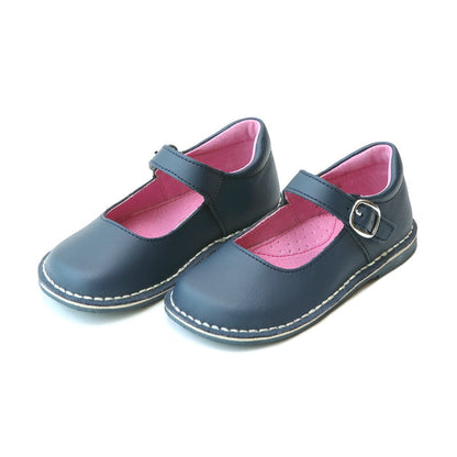 Grace Navy Leather Stitch Down School Mary Jane - L'Amour Mary Jane