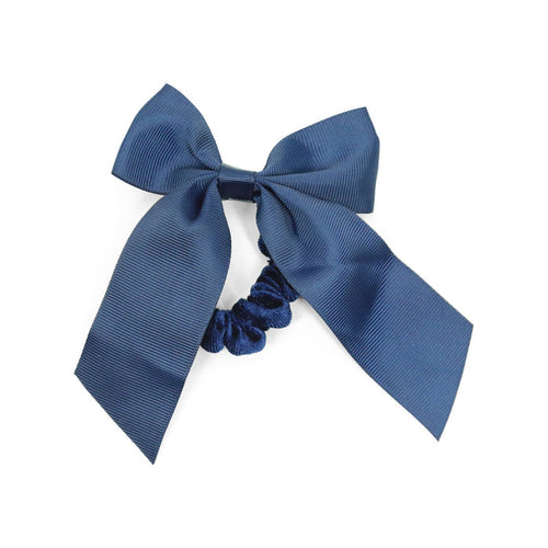 L'Amour Girls Grosgrain Bow Scrunchie Navy