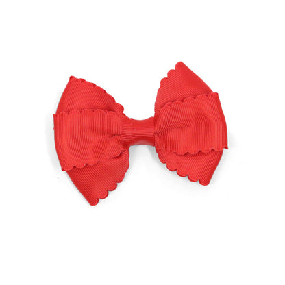 L'Amour Grosgrain Scalloped Bow Hair Clip Red