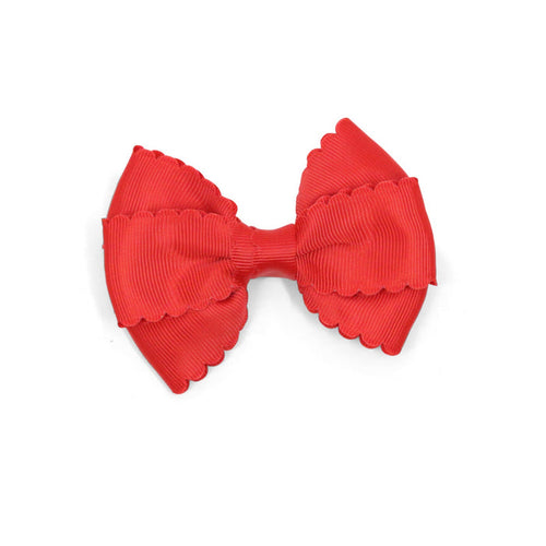 L'Amour Grosgrain Scalloped Bow Hair Clip Red