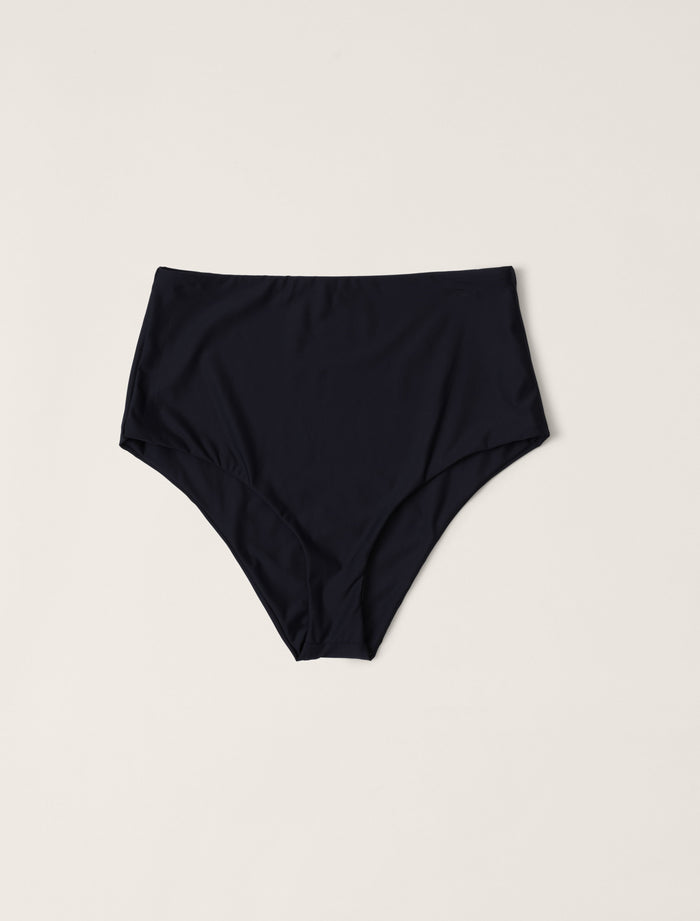 High Waisted Swimsuit Bottom - Black Sea