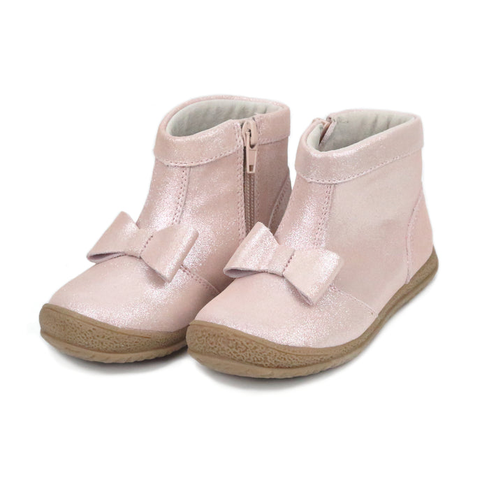 Toddler Girl's Bow Blush Pink Leather Boot - Hilary - L'Amour Shoes