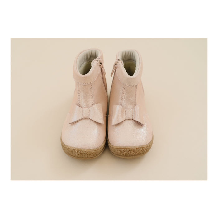 Toddler Girl's Bow Blush Pink Leather Boot - Hilary - L'Amour Shoes