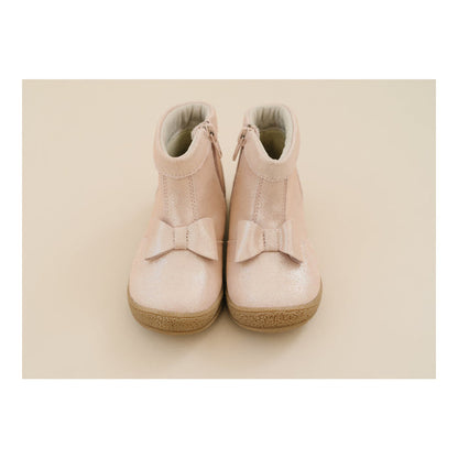 Toddler Girl's Bow Blush Pink Leather Boot - Hilary - L'Amour Shoes