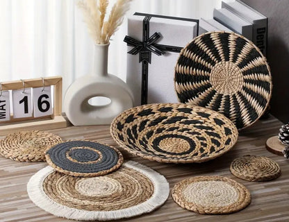 Home Decor - Boho Wall Decor - Handwoven Seagrass Hangings, Multi-Size 7 pcs.