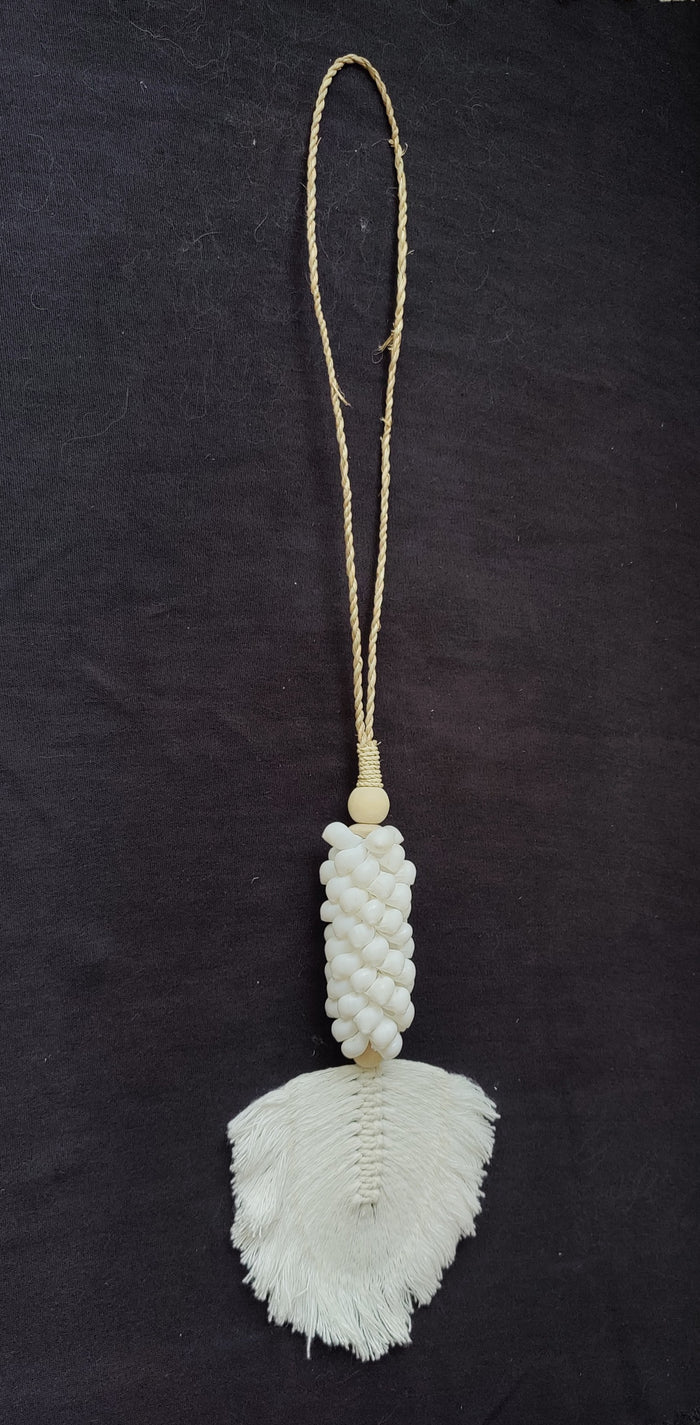 Home Decor - Wall Accent. Handmade Macrame Shell Leaf Tassel.