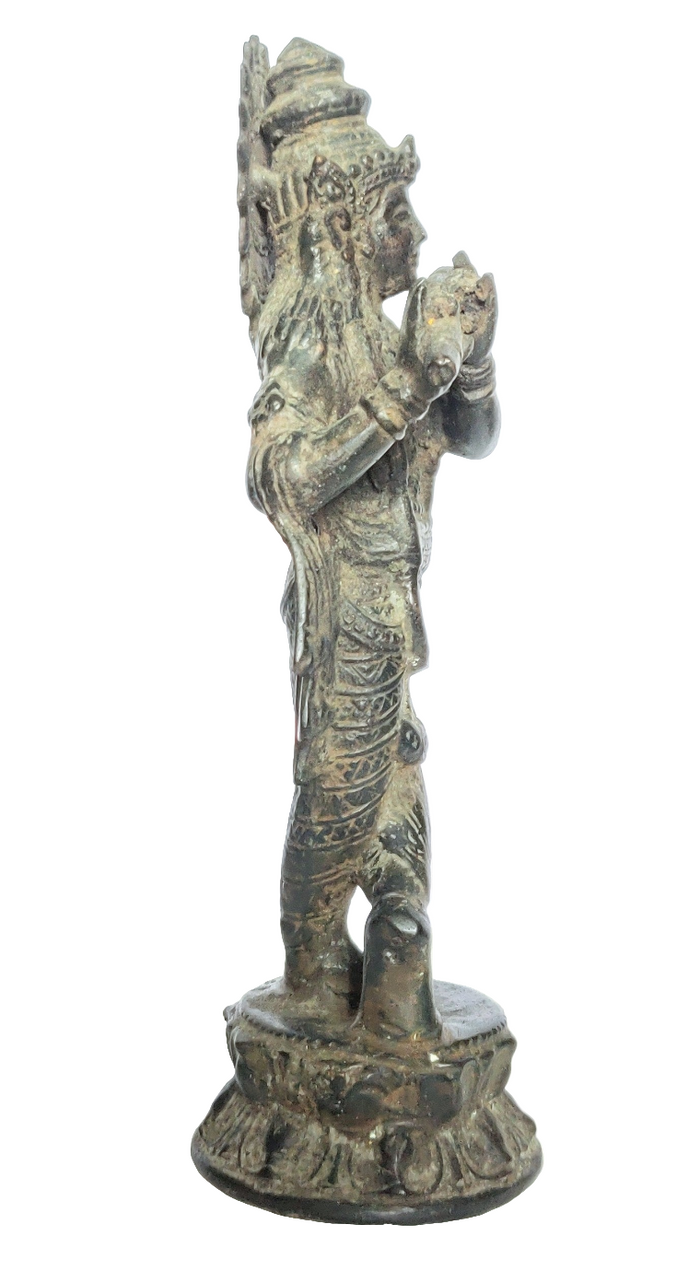 Home Decor Idol. Solid Bronze Sculpture of Lord Krishna with Antiqued Patina. East Asian.