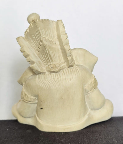 Home Decor Idol. Wooden Carved Lord Ganesha in Sitting Posture.