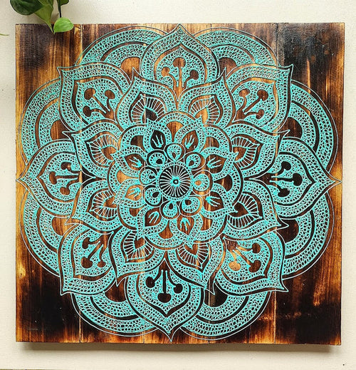 Home Decor. Lotus Mandala Wooden Pallet Wall Hanging.