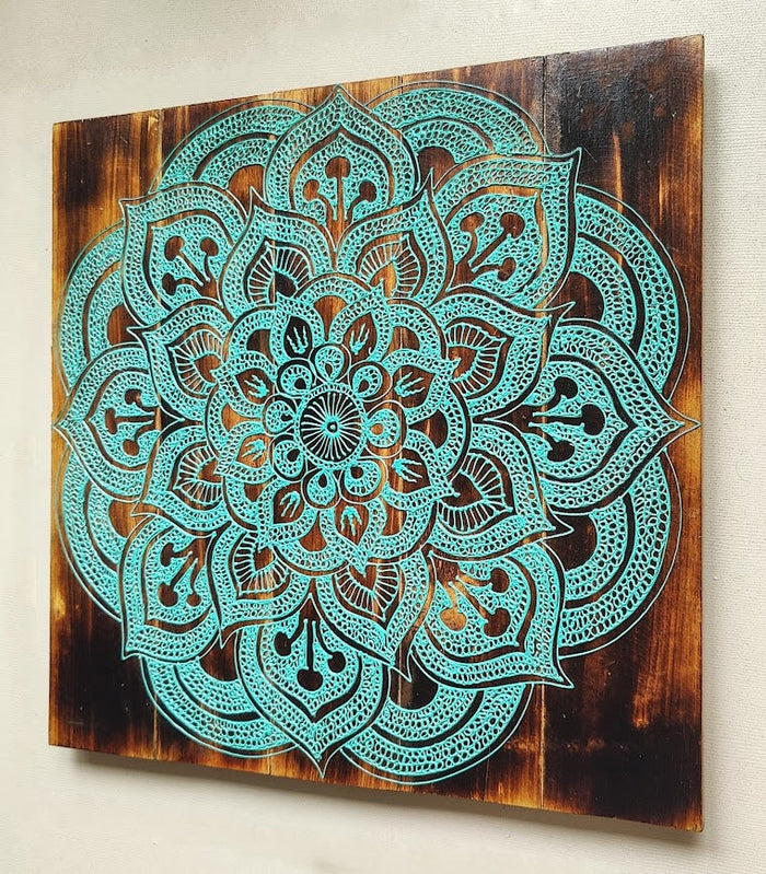Home Decor. Lotus Mandala Wooden Pallet Wall Hanging.