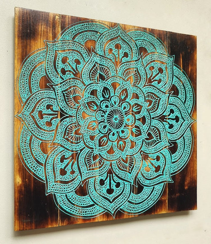 Home Decor. Lotus Mandala Wooden Pallet Wall Hanging.