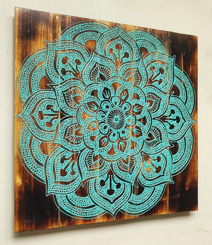Home Decor. Lotus Mandala Wooden Pallet Wall Hanging.