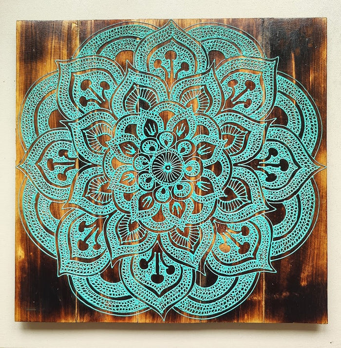 Home Decor. Lotus Mandala Wooden Pallet Wall Hanging.