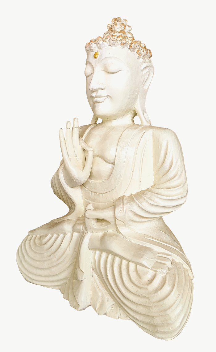Home Decor: Sculpture. Beautiful rustic handcrafted wooden meditating Buddha statue.