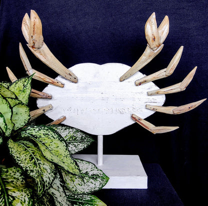Home Decor: Tabletop Accent. Wooden Handcrafted Crab Sculpture. "Mr. Crab".