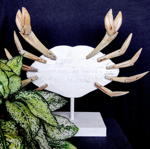 Home Decor: Tabletop Accent. Wooden Handcrafted Crab Sculpture. "Mr. Crab".