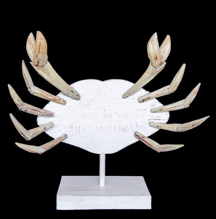 Home Decor: Tabletop Accent. Wooden Handcrafted Crab Sculpture. "Mr. Crab".