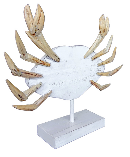 Home Decor: Tabletop Accent. Wooden Handcrafted Crab Sculpture. "Mr. Crab".