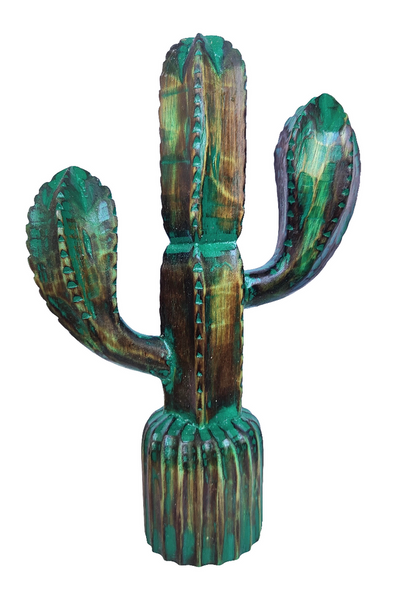 Home Decor. Tabletop Showpiece. Wooden Handcrafted Cactus Sculpture.
