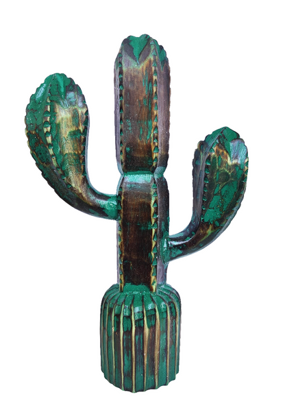 Home Decor. Tabletop Showpiece. Wooden Handcrafted Cactus Sculpture.