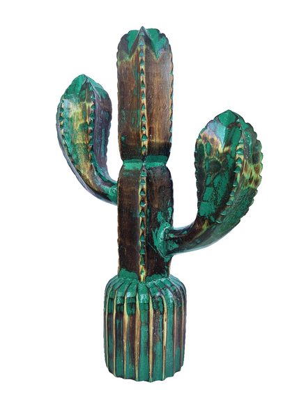 Home Decor. Tabletop Showpiece. Wooden Handcrafted Cactus Sculpture.