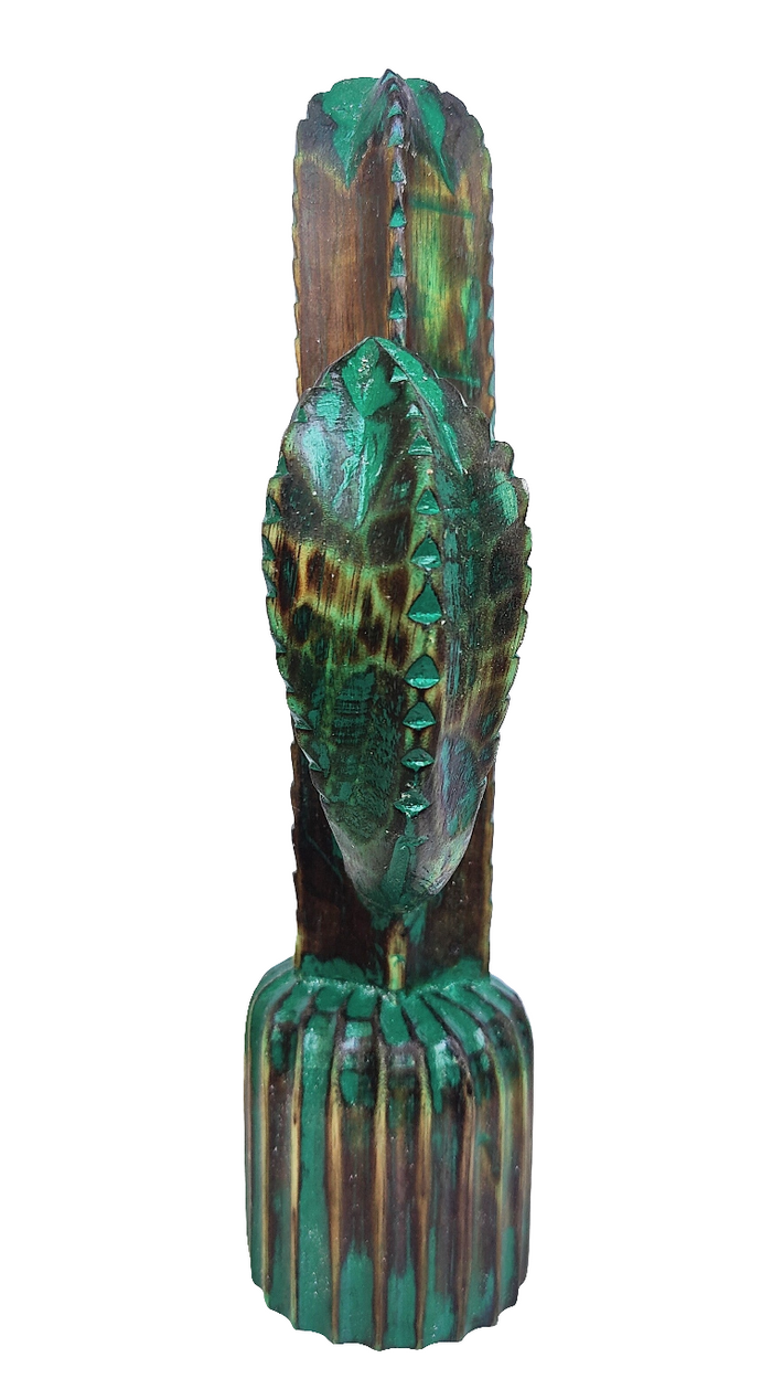 Home Decor. Tabletop Showpiece. Wooden Handcrafted Cactus Sculpture.