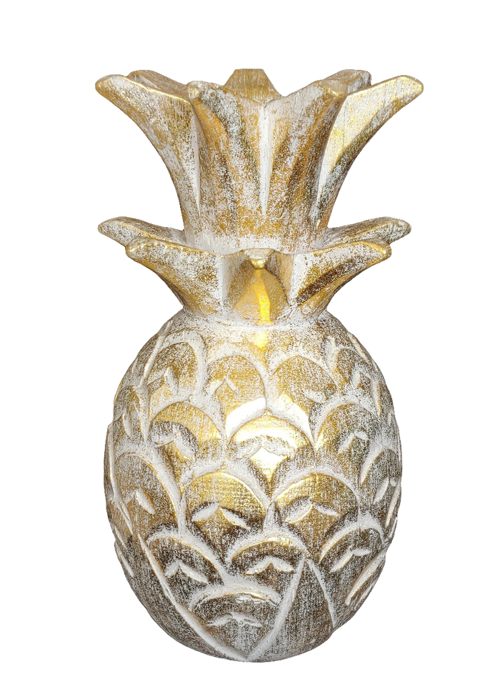 Home Decor. Tabletop Showpieces. Handcrafted Wooden Pineapple Accent, "Charming Pineapple".