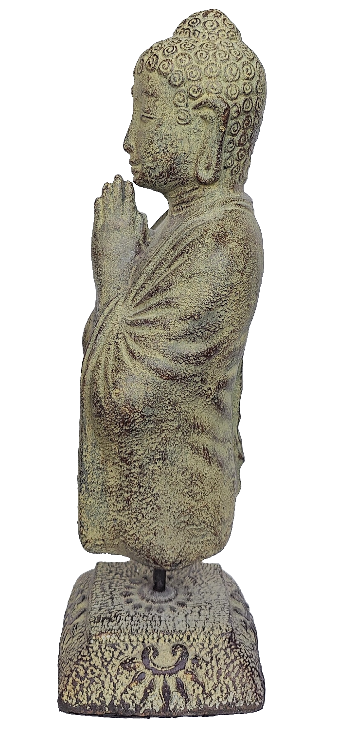 Home Decor. Tabletop Stone Sculpture. Lord Buddha bust mounted on a floral base.