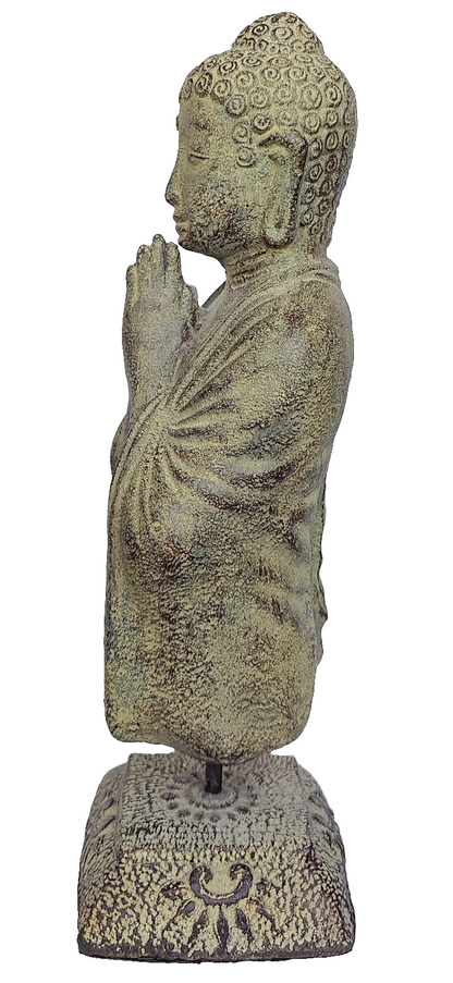 Home Decor. Tabletop Stone Sculpture. Lord Buddha bust mounted on a floral base.
