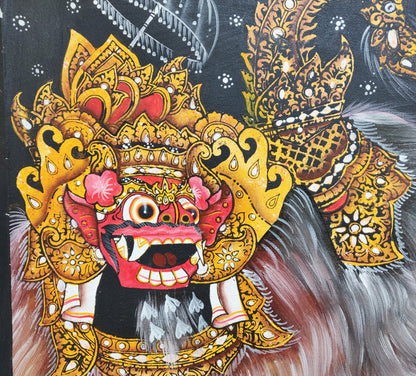 Home Decor: Wall Hanging Art.
Colourful and Detailed Dancing Barong painting on canvas.