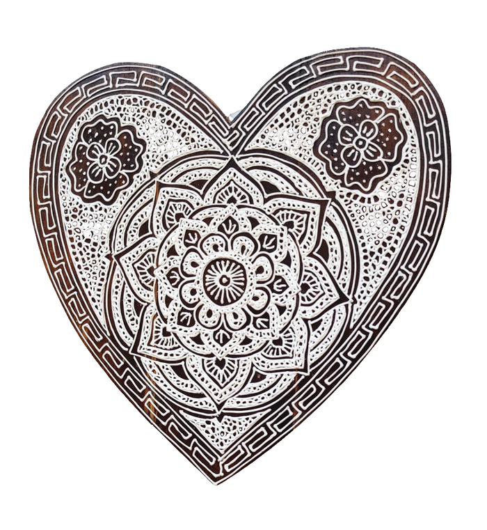 Home Decor. Wall Hanging. Heart-Shaped Wooden Wall Sculpture with Mandala Design.