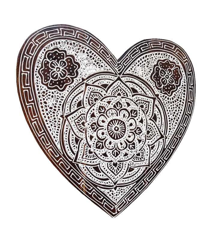 Home Decor. Wall Hanging. Heart-Shaped Wooden Wall Sculpture with Mandala Design.