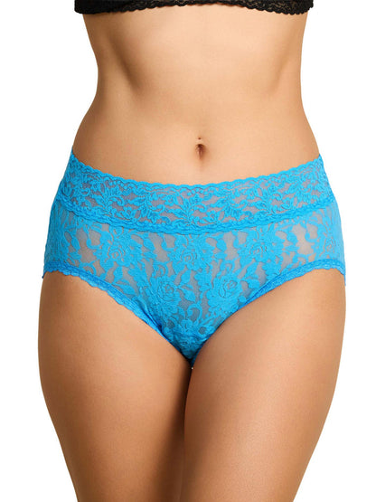 Laguna Blue Signature Lace® Leakproof French Brief - Front View On Model | Hanky Panky