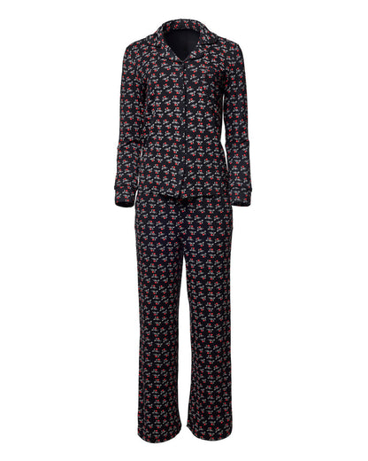 Black long pajamas featuring a playful "I Love Gal" print, perfect for cozy nights and stylish lounging.