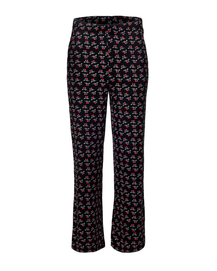 Black pajama pants featuring a playful print with hearts and the phrase "I Love Gal," perfect for cozy nights.