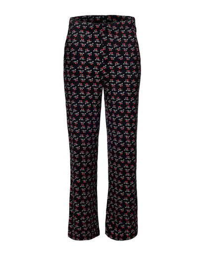 Black pajama pants featuring a playful print with hearts and the phrase "I Love Gal," perfect for cozy nights.