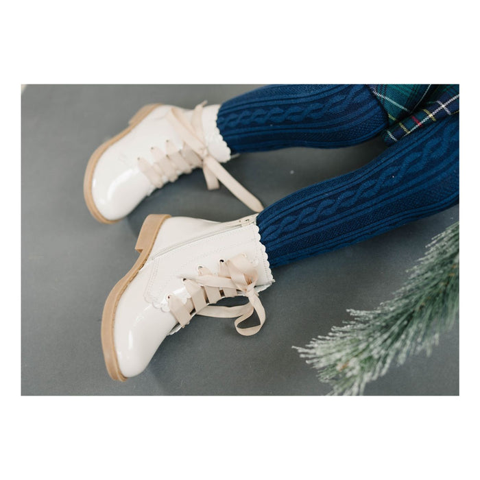 Toddler Girl's Winter Patent Cream Holiday Boot - L'Amour Shoes