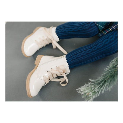 Toddler Girl's Winter Patent Cream Holiday Boot - L'Amour Shoes