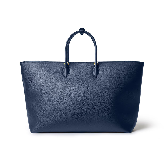 Navy jumbo pebble tote bag with smooth texture and sturdy handles, perfect for stylish everyday use.