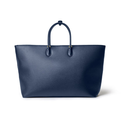 Navy jumbo pebble tote bag with smooth texture and sturdy handles, perfect for stylish everyday use.